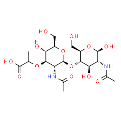 ChemSpider 2D Image | beta-D-Glcp3(1-carboxyEt)NAc-(1->4)-beta-D-GlcpNAc | C19H32N2O13
