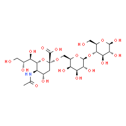 ChemSpider 2D Image | (6R)-5-Acetamido-3,5-dideoxy-6-[(1R,2R)-1,2,3-trihydroxypropyl]-beta-L-threo-hex-2-ulopyranonosyl-(2->6)-beta-D-galactopyranosyl-(1->4)-beta-D-glucopyranose | C23H39NO19