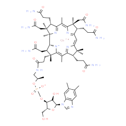 ChemSpider 2D Image | cobaltous;[(2R,3S,5S)-5-(5,6-dimethylbenzimidazol-1-yl)-4-hydroxy-2-(hydroxymethyl)tetrahydrofuran-3-yl] [(1R)-1-methyl-2-[3-[(1R,2R,3R,4Z,7S,9Z,12S,13S,14Z,17S,18S,19R)-2,13,18-tris(2-amino-2-oxo-ethyl)-7,12,17-tris(3-amino-3-oxo-propyl)-3,5,8,8,13,15,18,19-octamethyl-2,7,12,17-tetrahydro-1H-corrin-21-id-3-yl]propanoylamino]ethyl] phosphate | C62H88CoN13O14P