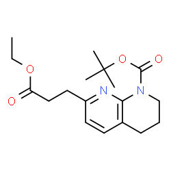 ChemSpider 2D Image | tert-Butyl 7-(3-ethoxy-3-oxopropyl)-3,4-dihydro-1,8-naphthyridine-1(2H)-carboxylate | C18H26N2O4