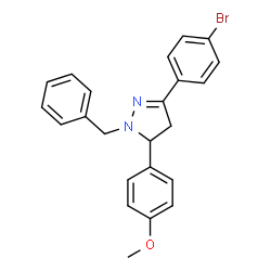 ChemSpider 2D Image | 1-Benzyl-3-(4-bromophenyl)-5-(4-methoxyphenyl)-4,5-dihydro-1H-pyrazole | C23H21BrN2O