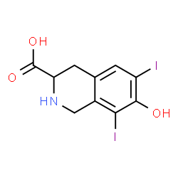 ChemSpider 2D Image | 7-Hydroxy-6,8-diiodo-1,2,3,4-tetrahydro-3-isoquinolinecarboxylic acid | C10H9I2NO3
