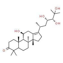 ChemSpider 2D Image | (5xi,8alpha,9beta,11beta,14beta,23S,24R)-11,23,24,25-Tetrahydroxydammar-13(17)-en-3-one | C30H50O5