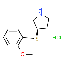 ChemSpider 2D Image | (R)-3-((2-Methoxyphenyl)thio)pyrrolidine hydrochloride | C11H16ClNOS