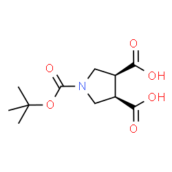 ChemSpider 2D Image | rel-1-(1,1-Dimethylethyl) (3R,4S)-1,3,4-pyrrolidinetricarboxylate | C11H17NO6