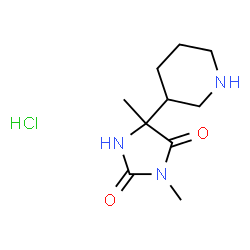 ChemSpider 2D Image | 3,5-Dimethyl-5-(3-piperidinyl)-2,4-imidazolidinedione hydrochloride (1:1) | C10H18ClN3O2