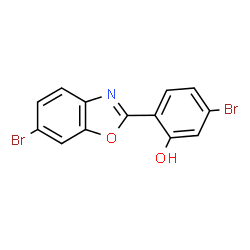 ChemSpider 2D Image | 5-Bromo-2-(6-bromo-1,3-benzoxazol-2-yl)phenol | C13H7Br2NO2