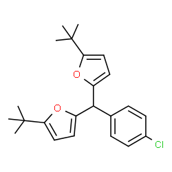 ChemSpider 2D Image | 2,2'-[(4-Chlorophenyl)methylene]bis[5-(2-methyl-2-propanyl)furan] | C23H27ClO2