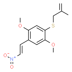 ChemSpider 2D Image | 1,4-Dimethoxy-2-[(2-methyl-2-propen-1-yl)sulfanyl]-5-[(E)-2-nitrovinyl]benzene | C14H17NO4S