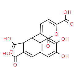 ChemSpider 2D Image | 1-(6-Carboxy-2-oxo-2H-pyran-3-yl)-6,7-dihydroxy-1,2-dihydro-2,3-naphthalenedicarboxylic acid | C18H12O10