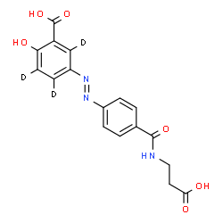 ChemSpider 2D Image | 5-[(E)-{4-[(2-Carboxyethyl)carbamoyl]phenyl}diazenyl]-2-hydroxy(~2~H_3_)benzoic acid | C17H12D3N3O6