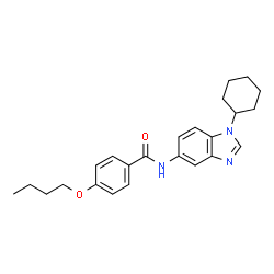 ChemSpider 2D Image | 4-Butoxy-N-(1-cyclohexyl-1H-benzimidazol-5-yl)benzamide | C24H29N3O2