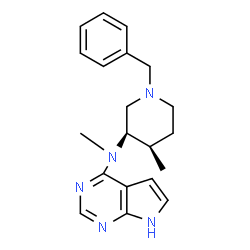 ChemSpider 2D Image | (3R,4R)-1-benzyl-N,4-dimethyl-N-{7H-pyrrolo[2,3-d]pyrimidin-4-yl}piperidin-3-amine | C20H25N5