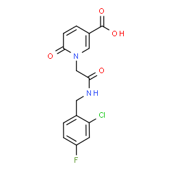 ChemSpider 2D Image | 1-{2-[(2-Chloro-4-fluorobenzyl)amino]-2-oxoethyl}-6-oxo-1,6-dihydro-3-pyridinecarboxylic acid | C15H12ClFN2O4
