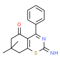 ChemSpider 2D Image | 2-Imino-7,7-dimethyl-4-phenyl-2,6,7,8-tetrahydro-5H-1,3-benzothiazin-5-one | C16H16N2OS