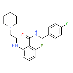ChemSpider 2D Image | N-(4-Chlorobenzyl)-2-fluoro-6-{[2-(1-piperidinyl)ethyl]amino}benzamide | C21H25ClFN3O