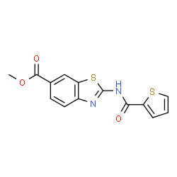 ChemSpider 2D Image | Methyl 2-[(2-thienylcarbonyl)amino]-1,3-benzothiazole-6-carboxylate | C14H10N2O3S2