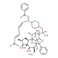 ChemSpider 2D Image | (3R,4S,5S,6R,7R,9S,11R,12S,13S,15R,16S,17S,18R,20S,21S,24E,26Z,28R)-3,4,16,17-Tetrahydroxy-15-(hydroxymethyl)-3,6,20-trimethyl-23-oxo-9-phenyl-8,10,14,22,34-pentaoxaoctacyclo[27.2.2.1~5,9~.0~4,11~.0~7
,12~.0~7,18~.0~13,15~.0~17,21~]tetratriaconta-24,26-dien-28-yl benzoate | C46H54O13