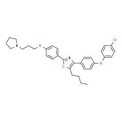 ChemSpider 2D Image | 5-Butyl-4-[4-(4-chlorophenoxy)phenyl]-2-{4-[3-(1-pyrrolidinyl)propoxy]phenyl}-1,3-thiazole | C32H35ClN2O2S
