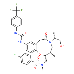 ChemSpider 2D Image | 1-[(2R,3S)-2-[[(4-chlorophenyl)sulfonyl-methylamino]methyl]-5-[(2R)-1-hydroxypropan-2-yl]-3-methyl-6-oxo-2,3,4,7-tetrahydro-1,5-benzoxazonin-9-yl]-3-[4-(trifluoromethyl)phenyl]urea | C31H34ClF3N4O6S