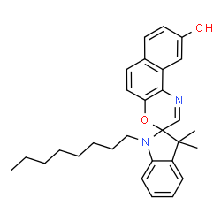 ChemSpider 2D Image | 3,3-Dimethyl-1-octyl-1,3-dihydrospiro[indole-2,3'-naphtho[2,1-b][1,4]oxazin]-9'-ol | C29H34N2O2