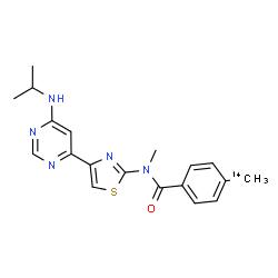 ChemSpider 2D Image | N-[4-[6-(isopropylamino)pyrimidin-4-yl]thiazol-2-yl]-N,4-dimethyl-benzamide | C1814CH21N5OS