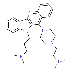 ChemSpider 2D Image | 3-(11-{4-[2-(Dimethylamino)ethyl]-1-piperazinyl}-10H-indolo[3,2-b]quinolin-10-yl)-N,N-dimethyl-1-propanamine | C28H38N6