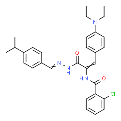 ChemSpider 2D Image | 2-Chloro-N-{1-[4-(diethylamino)phenyl]-3-[2-(4-isopropylbenzylidene)hydrazino]-3-oxo-1-propen-2-yl}benzamide | C30H33ClN4O2