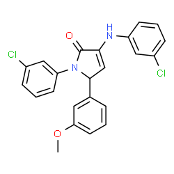 ChemSpider 2D Image | 1-(3-Chlorophenyl)-3-[(3-chlorophenyl)amino]-5-(3-methoxyphenyl)-1,5-dihydro-2H-pyrrol-2-one | C23H18Cl2N2O2