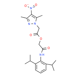 ChemSpider 2D Image | 2-[(2,6-Diisopropylphenyl)amino]-2-oxoethyl (3,5-dimethyl-4-nitro-1H-pyrazol-1-yl)acetate | C21H28N4O5