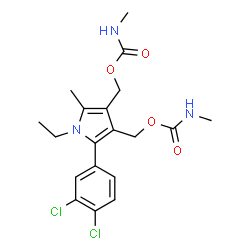 ChemSpider 2D Image | [2-(3,4-Dichlorophenyl)-1-ethyl-5-methyl-1H-pyrrole-3,4-diyl]bis(methylene) bis(methylcarbamate) | C19H23Cl2N3O4