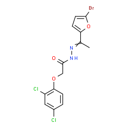 ChemSpider 2D Image | N'-[1-(5-Bromo-2-furyl)ethylidene]-2-(2,4-dichlorophenoxy)acetohydrazide | C14H11BrCl2N2O3