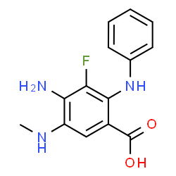 ChemSpider 2D Image | 4-Amino-2-anilino-3-fluoro-5-(methylamino)benzoic acid | C14H14FN3O2