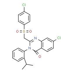 ChemSpider 2D Image | 7-Chloro-2-{[(4-chlorophenyl)sulfonyl]methyl}-3-(2-isopropylphenyl)-4(3H)-quinazolinone | C24H20Cl2N2O3S