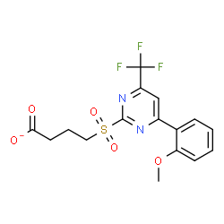 ChemSpider 2D Image | 4-{[4-(2-Methoxyphenyl)-6-(trifluoromethyl)-2-pyrimidinyl]sulfonyl}butanoate | C16H14F3N2O5S