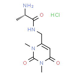 ChemSpider 2D Image | (2S)-2-amino-N-[(1,3-dimethyl-2,6-dioxo-pyrimidin-4-yl)methyl]propanamide hydrochloride | C10H17ClN4O3