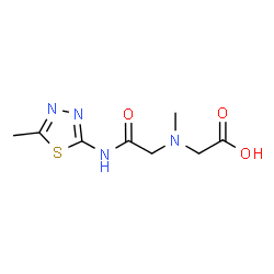 ChemSpider 2D Image | 2-[methyl-[2-[(5-methyl-1,3,4-thiadiazol-2-yl)amino]-2-oxo-ethyl]amino]acetic acid | C8H12N4O3S