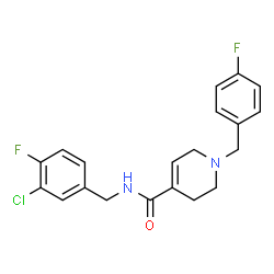 ChemSpider 2D Image | N-(3-Chloro-4-fluorobenzyl)-1-(4-fluorobenzyl)-1,2,3,6-tetrahydro-4-pyridinecarboxamide | C20H19ClF2N2O