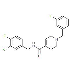 ChemSpider 2D Image | N-(3-Chloro-4-fluorobenzyl)-1-(3-fluorobenzyl)-1,2,3,6-tetrahydro-4-pyridinecarboxamide | C20H19ClF2N2O