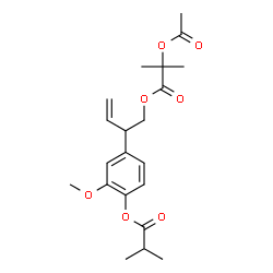 ChemSpider 2D Image | 2-[4-(Isobutyryloxy)-3-methoxyphenyl]-3-buten-1-yl 2-acetoxy-2-methylpropanoate | C21H28O7