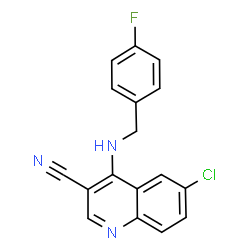 ChemSpider 2D Image | 6-Chloro-4-[(4-fluorobenzyl)amino]-3-quinolinecarbonitrile | C17H11ClFN3