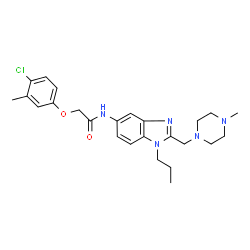 ChemSpider 2D Image | 2-(4-Chloro-3-methylphenoxy)-N-{2-[(4-methyl-1-piperazinyl)methyl]-1-propyl-1H-benzimidazol-5-yl}acetamide | C25H32ClN5O2