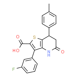 ChemSpider 2D Image | 3-(3-Fluorophenyl)-7-(4-methylphenyl)-5-oxo-4,5,6,7-tetrahydrothieno[3,2-b]pyridine-2-carboxylic acid | C21H16FNO3S
