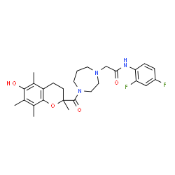 ChemSpider 2D Image | N-(2,4-Difluorophenyl)-2-{4-[(6-hydroxy-2,5,7,8-tetramethyl-3,4-dihydro-2H-chromen-2-yl)carbonyl]-1,4-diazepan-1-yl}acetamide | C27H33F2N3O4