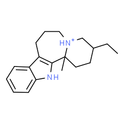 ChemSpider 2D Image | 3-Ethyl-13b-methyl-1,3,4,6,7,8,13,13b-octahydro-2H-pyrido[1',2':1,2]azepino[3,4-b]indol-5-ium | C19H27N2