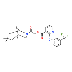 ChemSpider 2D Image | 2-Oxo-2-(1,3,3-trimethyl-6-azabicyclo[3.2.1]oct-6-yl)ethyl 2-{[3-(trifluoromethyl)phenyl]amino}nicotinate | C25H28F3N3O3