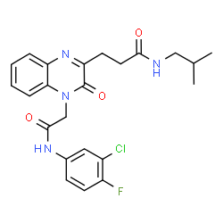 ChemSpider 2D Image | 3-(4-{2-[(3-Chloro-4-fluorophenyl)amino]-2-oxoethyl}-3-oxo-3,4-dihydro-2-quinoxalinyl)-N-isobutylpropanamide | C23H24ClFN4O3