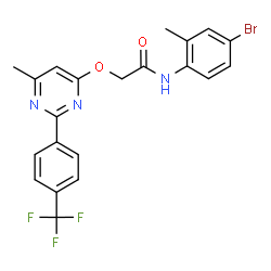 ChemSpider 2D Image | N-(4-Bromo-2-methylphenyl)-2-({6-methyl-2-[4-(trifluoromethyl)phenyl]-4-pyrimidinyl}oxy)acetamide | C21H17BrF3N3O2