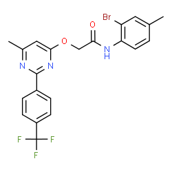 ChemSpider 2D Image | N-(2-Bromo-4-methylphenyl)-2-({6-methyl-2-[4-(trifluoromethyl)phenyl]-4-pyrimidinyl}oxy)acetamide | C21H17BrF3N3O2
