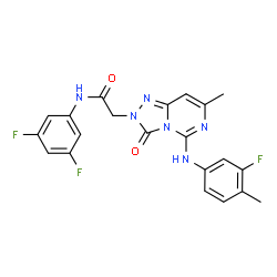 ChemSpider 2D Image | N-(3,5-Difluorophenyl)-2-{5-[(3-fluoro-4-methylphenyl)amino]-7-methyl-3-oxo[1,2,4]triazolo[4,3-c]pyrimidin-2(3H)-yl}acetamide | C21H17F3N6O2